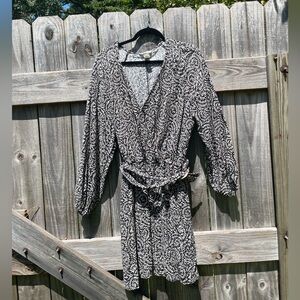 H & M Monochrome Leaf Print Dress Sz XL